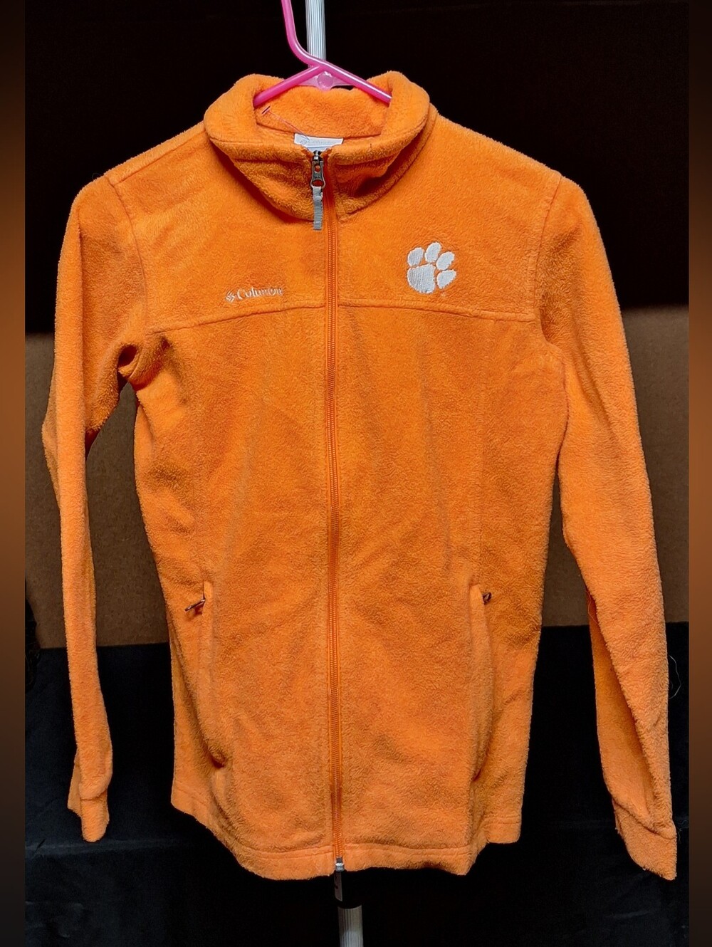 Columbia Orange Full-Zip Kids Fleece Jacket with Paw Logo
